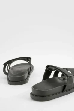 Sandals*boohoo Cut Out Detail Sliders black