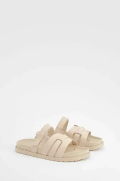 Sandals*boohoo Cut Out Detail Sliders beige