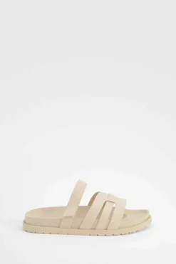 Sandals*boohoo Cut Out Detail Sliders beige