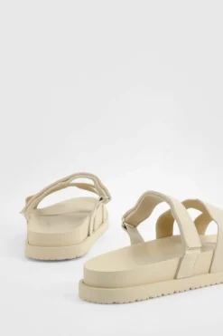 Sandals*boohoo Cut Out Detail Sliders beige