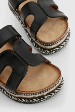 Sandals*boohoo Cut Out Detail Strap Espadrille Sliders black