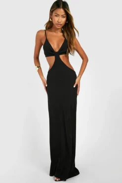 Bodycon Dresses|Maxi Dresses*boohoo Cut Out Rib Strappy Maxi Dress black