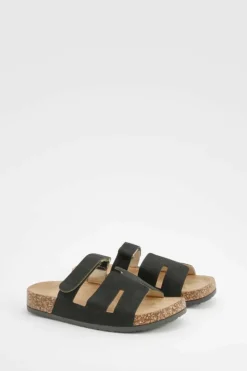 Sandals*boohoo Cut Out Strap Detail Sliders black