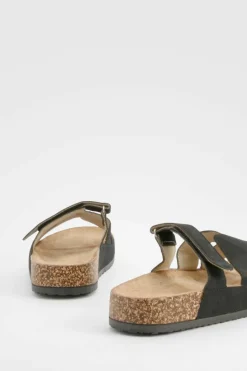 Sandals*boohoo Cut Out Strap Detail Sliders black