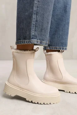 Chunky Boots|All Boots*Where's That From Daisy' Ankle Boot With Faux Fur Lining And Chunky Soles Cream