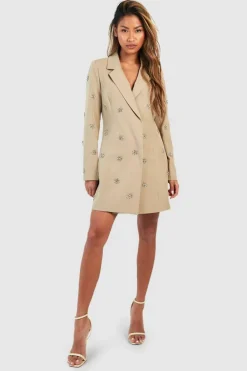 Blazer Dresses*boohoo Daisy Crystal Embellished Tailored Blazer Dress stone