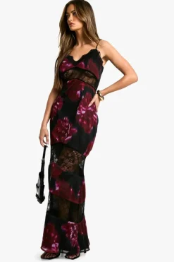 Maxi Dresses|Dresses*boohoo Dark Floral Lace Maxi Dress black