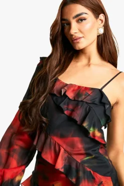 Maxi Dresses|Long Sleeve Dresses*boohoo Dark Floral Ruffle Maxi Dress black