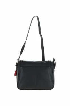 Shoulder Bags*Ashwood Leather Dazzling Flap Over Real Leather Shoulder Bag Black