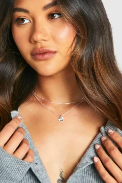 Necklaces*boohoo Delicate Double Layered Pendant Necklace silver
