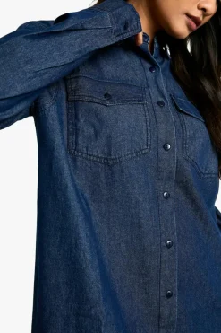 Shirt Dresses|Denim*boohoo Denim Oversized Shirt Dress indigo