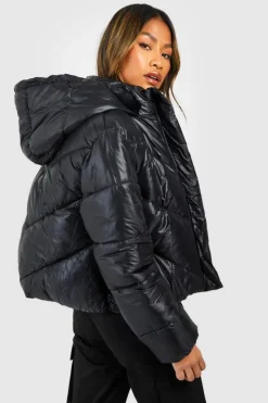 Up To 80% Off Winter Warmers|Puffer Jackets*boohoo Detail Hooded Puffer black