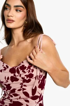 Bodycon Dresses|Maxi Dresses*boohoo Devore Floral Cowl Neck Maxi Dress plum