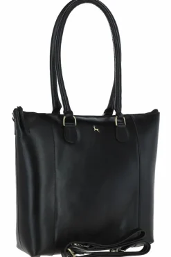 Tote Bags*Ashwood Leather Di Lusso' Vegetable Tanned Large Real Leather Tote Bag Black