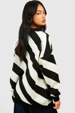 Oversized Jumpers*boohoo Diagonal Stripe Jumper black