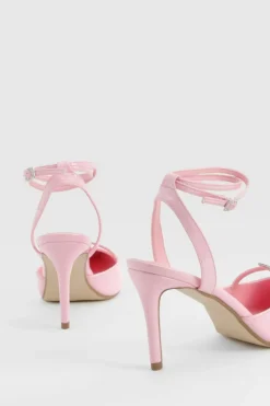 Heels|Sandals*boohoo Diamante Buckle Ankle Strap Court Shoes pink