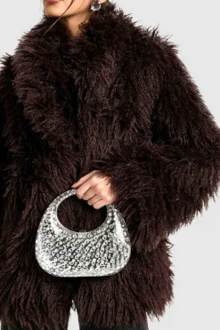 Handbags*boohoo Diamante Acrylic Grab Bag clear