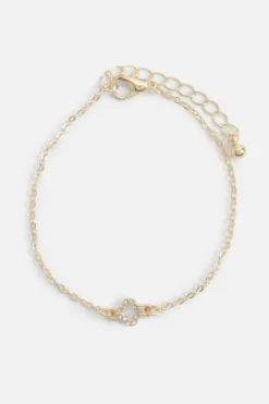 Bracelets*boohoo Diamante Clover Bracelet gold