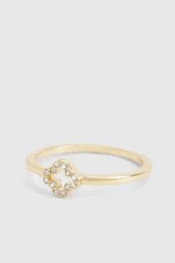 Rings*boohoo Diamante Clover Ring gold