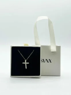 Necklaces*SVNX Diamante Cross Necklace in Gold