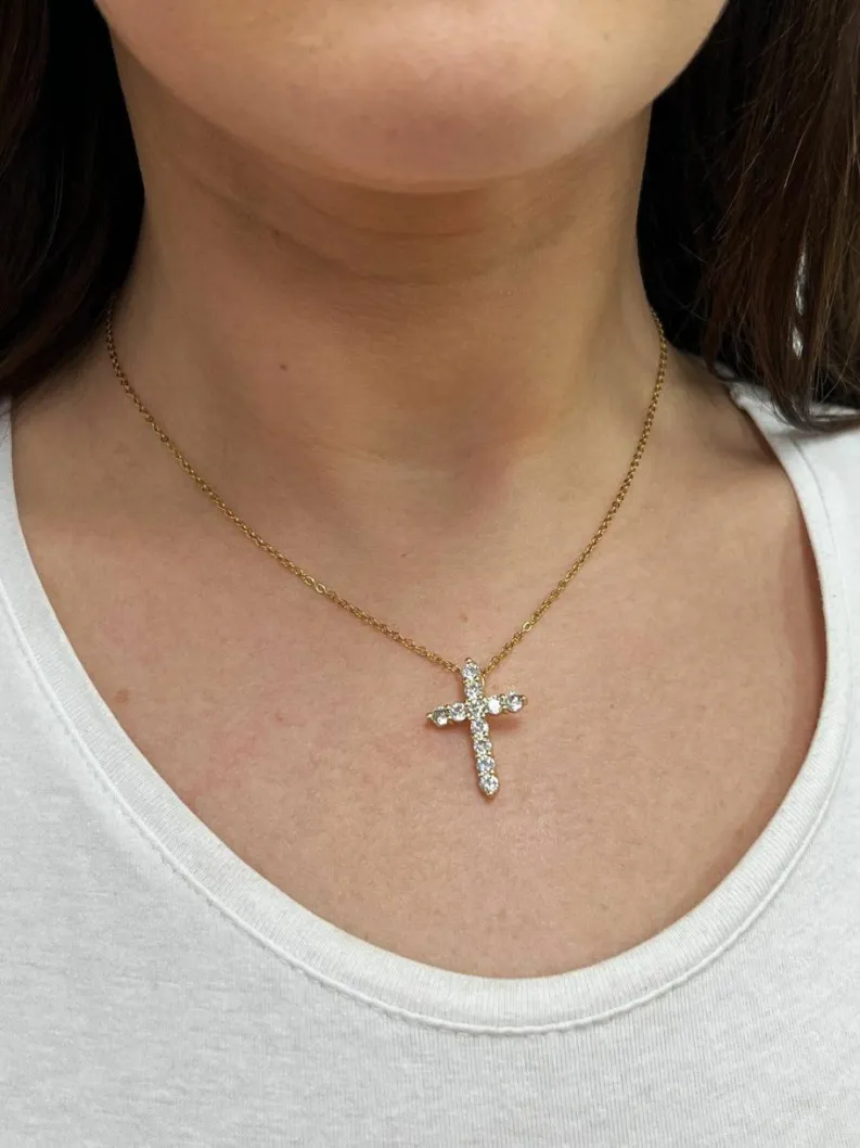 Necklaces*SVNX Diamante Cross Necklace in Gold