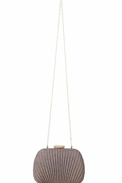 Clutch Bags*Kitise Diamante Crystal Clasp Pleated Shell Clutch Evening Bag Gold