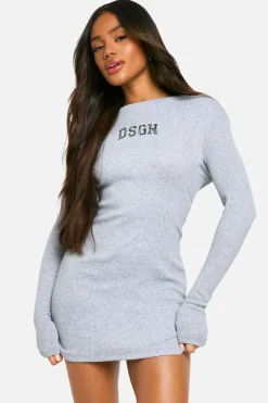 Bodycon Dresses|Dsgn Studio*boohoo Diamante Dsgn Studio Long Sleeve Mini Dress grey
