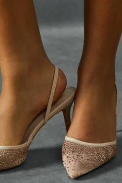 Heels*MissPap Diamante Embellished Pointed Heels nude