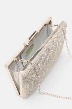 Handbags|Clutch Bags*Quiz Diamante Geometric Box Bag Silver