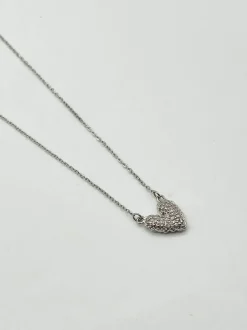 Necklaces*SVNX Diamante Heart Pendant Necklace in Silver