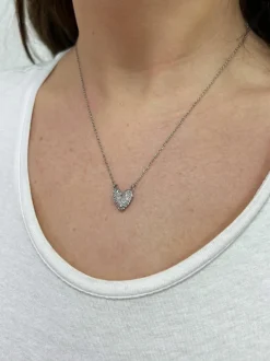 Necklaces*SVNX Diamante Heart Pendant Necklace in Silver