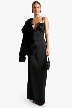 Bodycon Dresses*boohoo Diamante Heart Satin Maxi Dress black