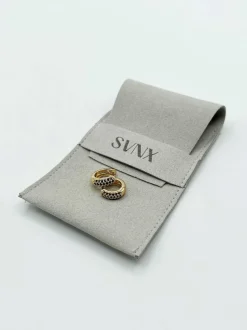 Earrings*SVNX Diamante Huggie Hoop Earring in and and Black Gold