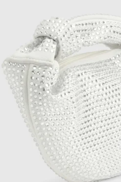 Handbags*boohoo Diamante Knot Detail Grab Bag silver