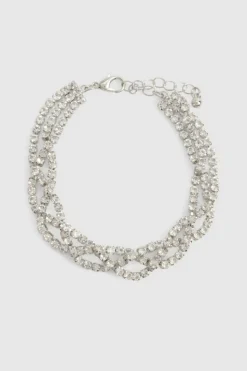 Bracelets*boohoo Diamante Layered Twist Bracelet silver