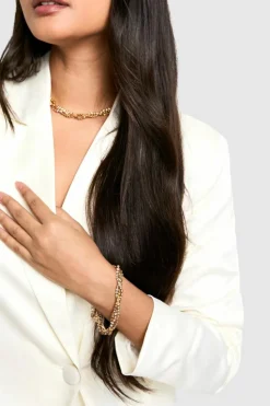 Bracelets*boohoo Diamante Layered Twist Bracelet gold