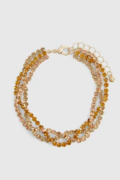 Bracelets*boohoo Diamante Layered Twist Bracelet gold
