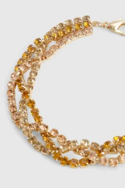 Bracelets*boohoo Diamante Layered Twist Bracelet gold