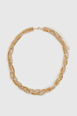 Necklaces*boohoo Diamante Layered Twist Necklace gold