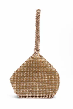 Handbags*Where's That From Diamante' Mini Chainmail Pouch Bag Rose Gold