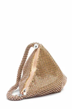 Handbags*Where's That From Diamante' Mini Chainmail Pouch Bag Rose Gold