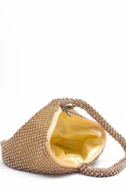 Handbags*Where's That From Diamante' Mini Chainmail Pouch Bag Rose Gold