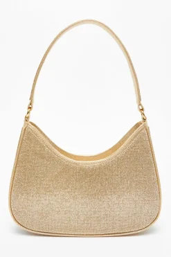 Shoulder Bags|Handbags*Quiz Diamante Shoulder Bag Gold