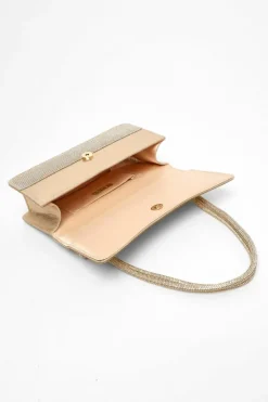 Shoulder Bags|Handbags*Quiz Diamante Shoulder Bag Gold