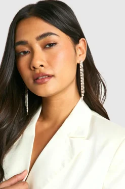 Earrings*boohoo Diamante Tassel Drop Earrings gold