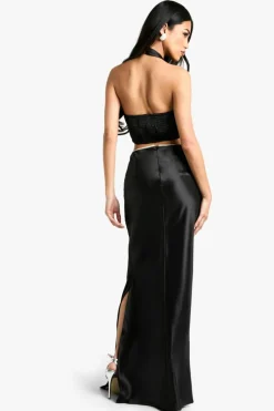 Mini Dresses|Maxi Dresses*boohoo Diamante Trim Twist Front Maxi Dress black
