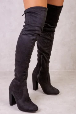 Heeled Boots*Where's That From Diane' High Heel Over The Knee Boots Black
