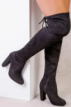 Heeled Boots*Where's That From Diane' High Heel Over The Knee Boots Black