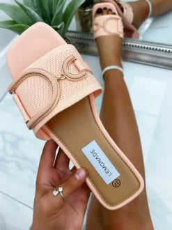 Sandals*Love Lemonade Didi Block Heel Sliders Peach