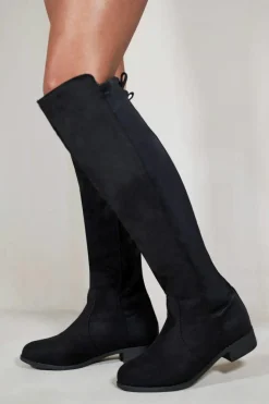 Heeled Boots|All Boots*Where's That From Diem' Over The Knee Pull On Boots With Low Heel Black